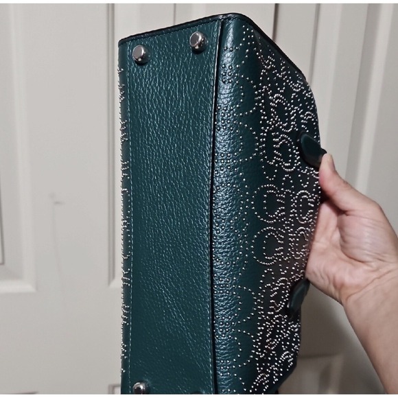 Coach CX286 Nina Small Tote Emerald Studded Signature Rivets NWT - Picture 4 of 12
